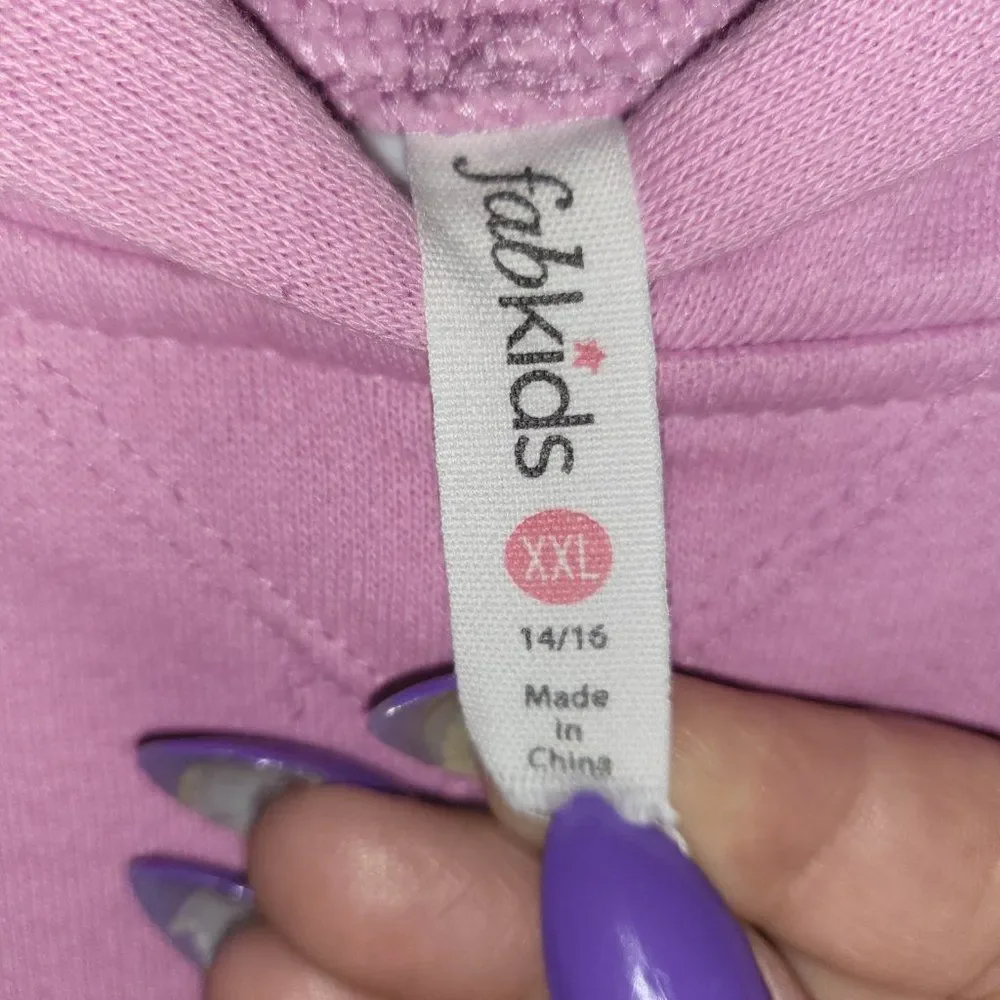 Fab kids Pink Hoodie Sweater dress with Unicorn leggings Sz XXL 14/16